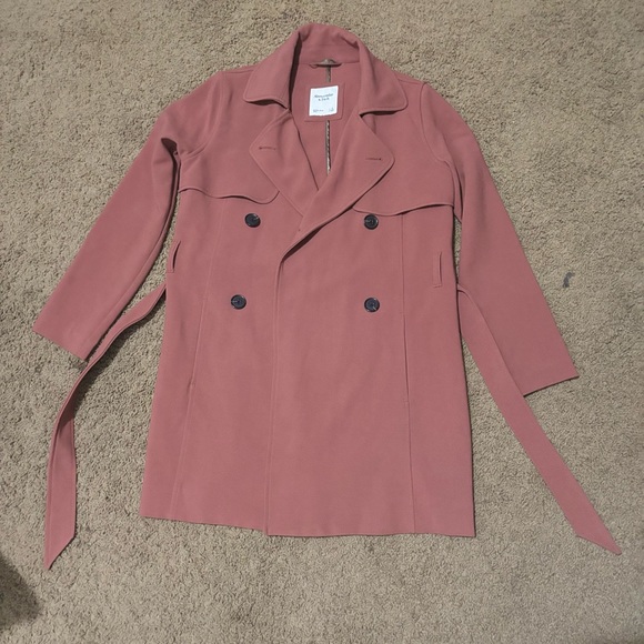 ☔️Abercrombie Trench Coat With Waist Tie in Terracota/orange/red - Picture 2 of 5